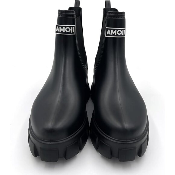 Durable Black Rubber Ankle Chelsea Rain Boots - Waterproof & Non-Slip - Picture 7 of 7